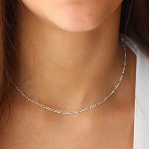 Caitlyn Minimalist dainty figaro chain necklace in sterling silver